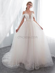 A-line Formal Tulle Affordable Long Wedding Dresses SDP1169