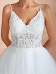 Spaghetti Strap Tulle Lace Long Wedding Dresses SDP1181