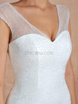 Elegant Mermaid V-neck Long Wedding Dresses SDP1183