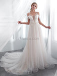 A-line Formal Tulle Affordable Long Wedding Dresses SDP1169