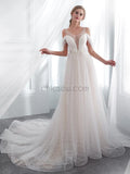 A-line Formal Tulle Affordable Long Wedding Dresses SDP1169